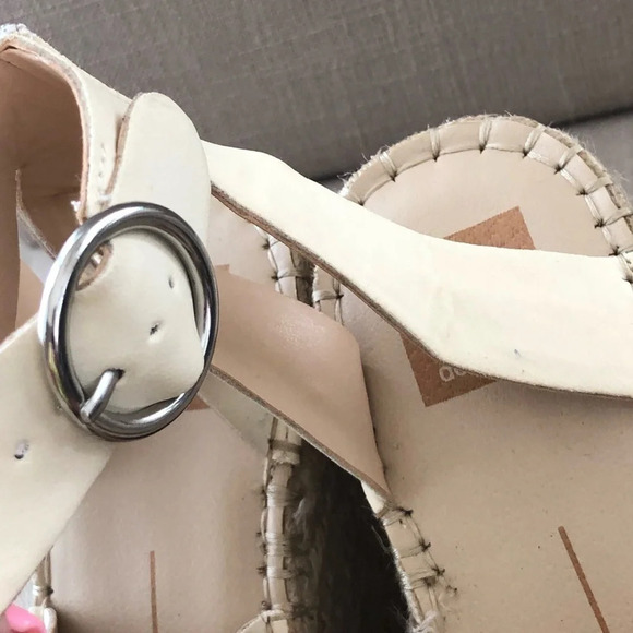 Dolce Vita Womens 10 Cream Leather Espadrille Wedge Sandals Summer 4.5” Heel - Picture 7 of 9